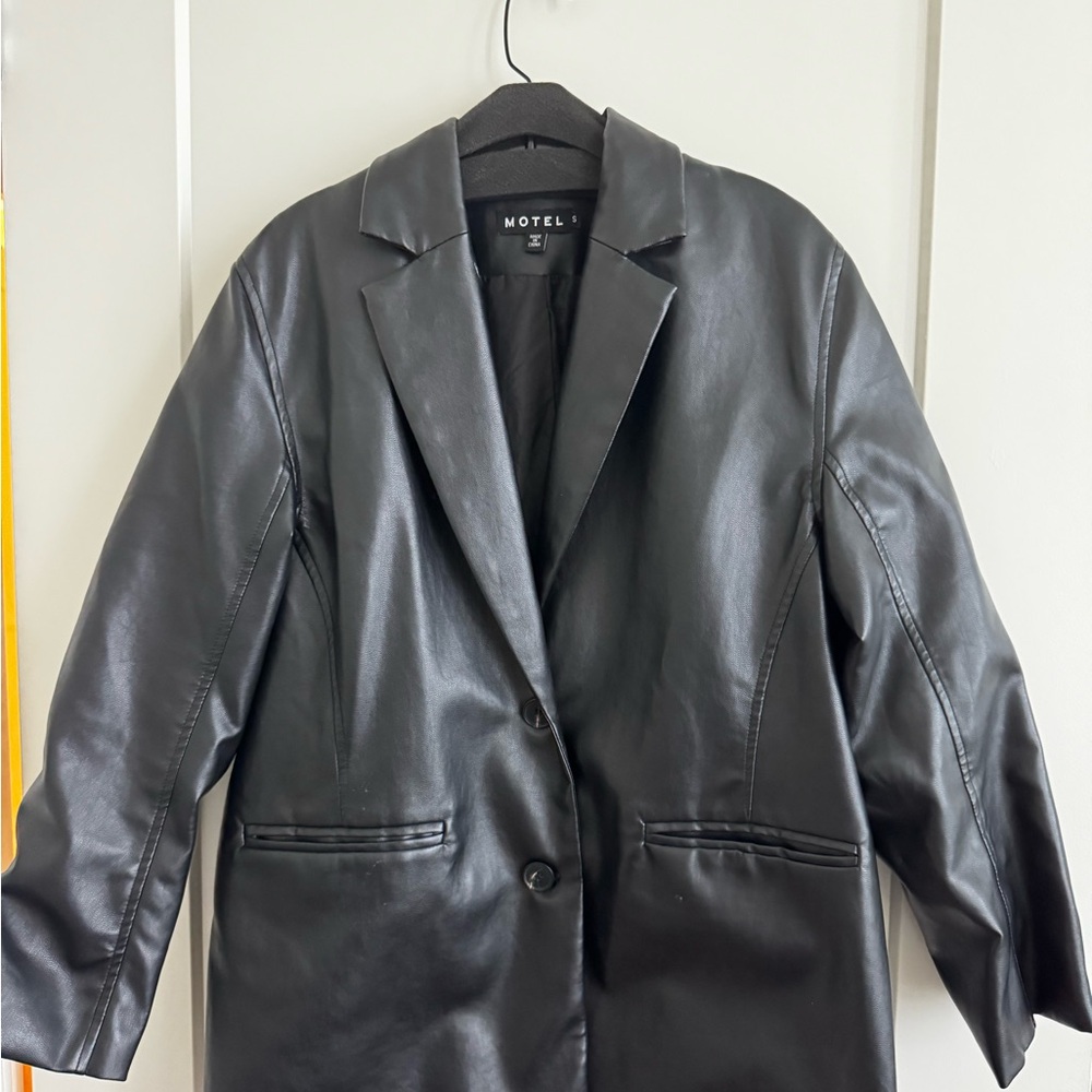 Motel Rocks Black Leather Blazer